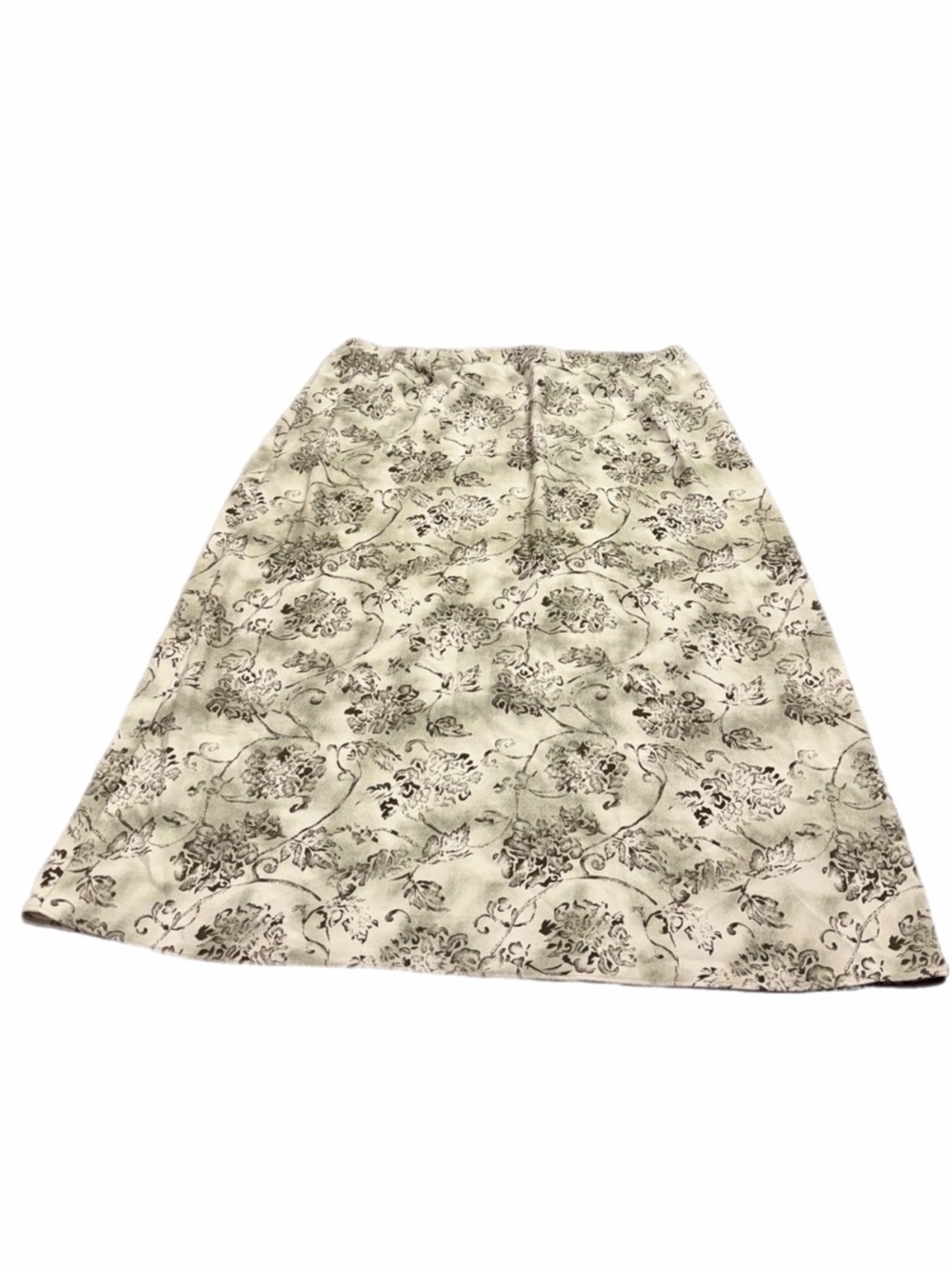 90s Vintage Laura Scott Woman Romantic Brocade Floral Midi Skirt (Green)Size 24W - Picture 2 of 9